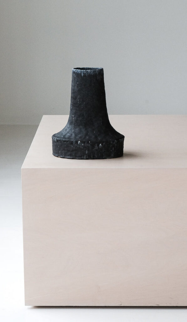 Black Ceramic Oval Decorative Vessel