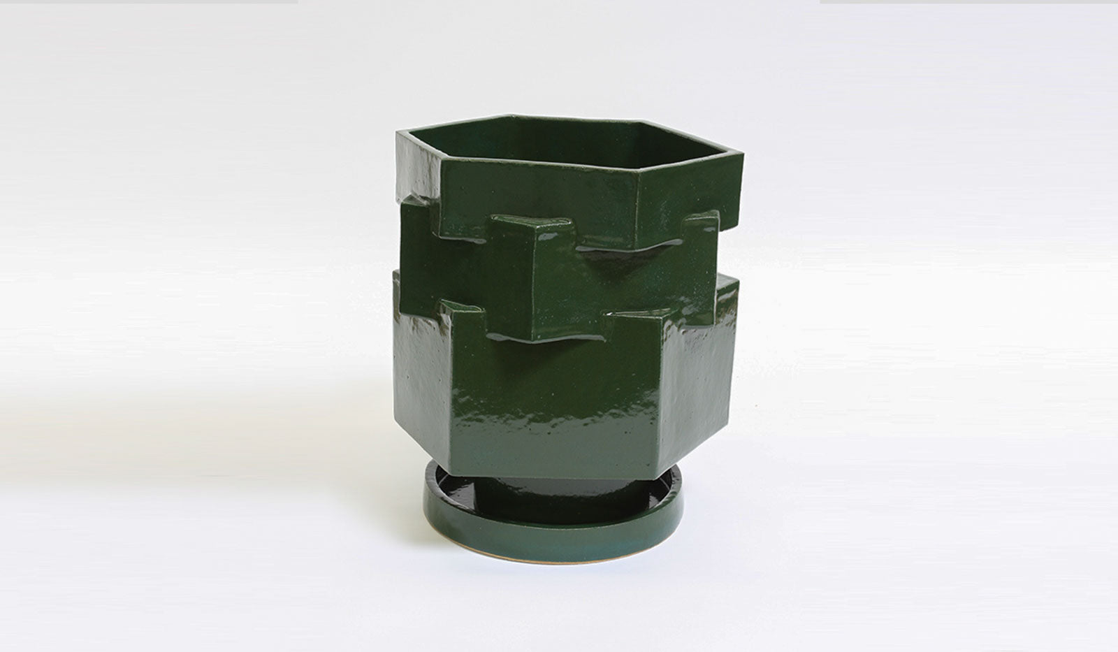 Smooth Ceramic Hex Decorative Planter