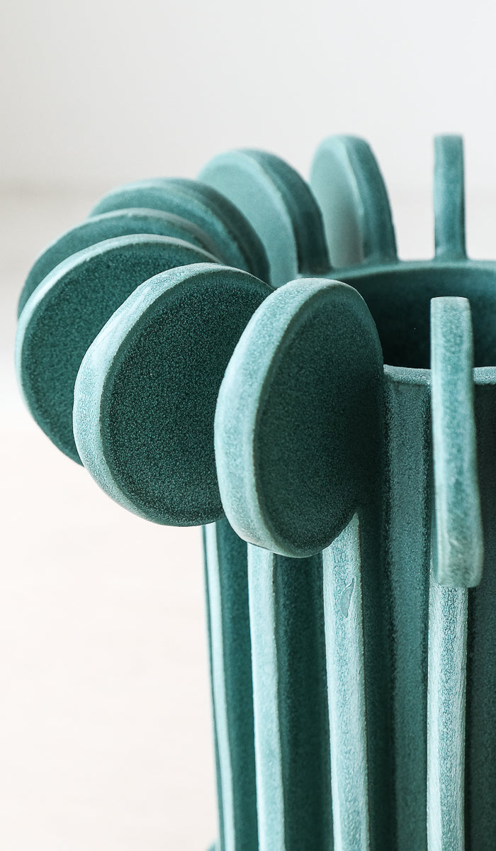 Structured Ceramic Soft Glow Decorative Vessel