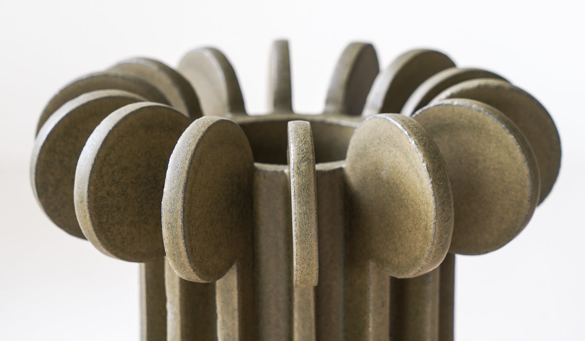 Structured Ceramic Soft Glow Decorative Vessel