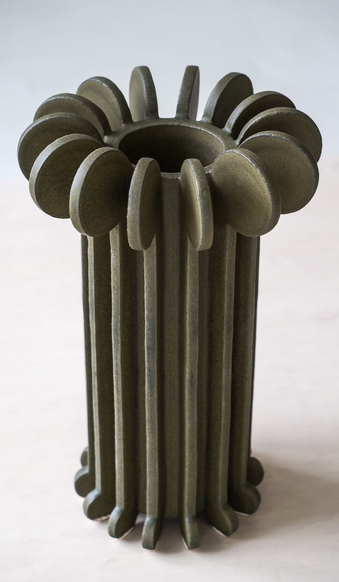 Structured Ceramic Soft Glow Decorative Vessel