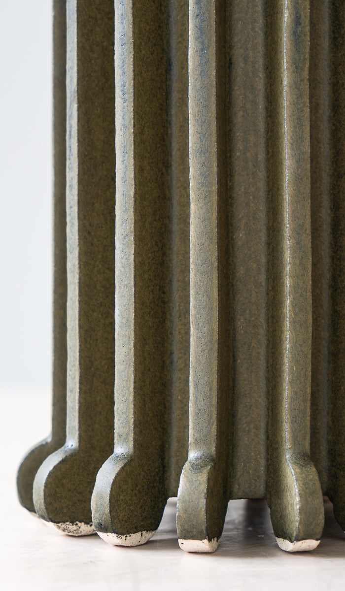 Structured Ceramic Soft Glow Decorative Vessel