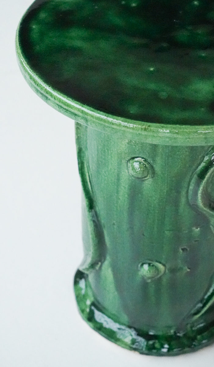 Green Ceramic Compact Decorative Vessel