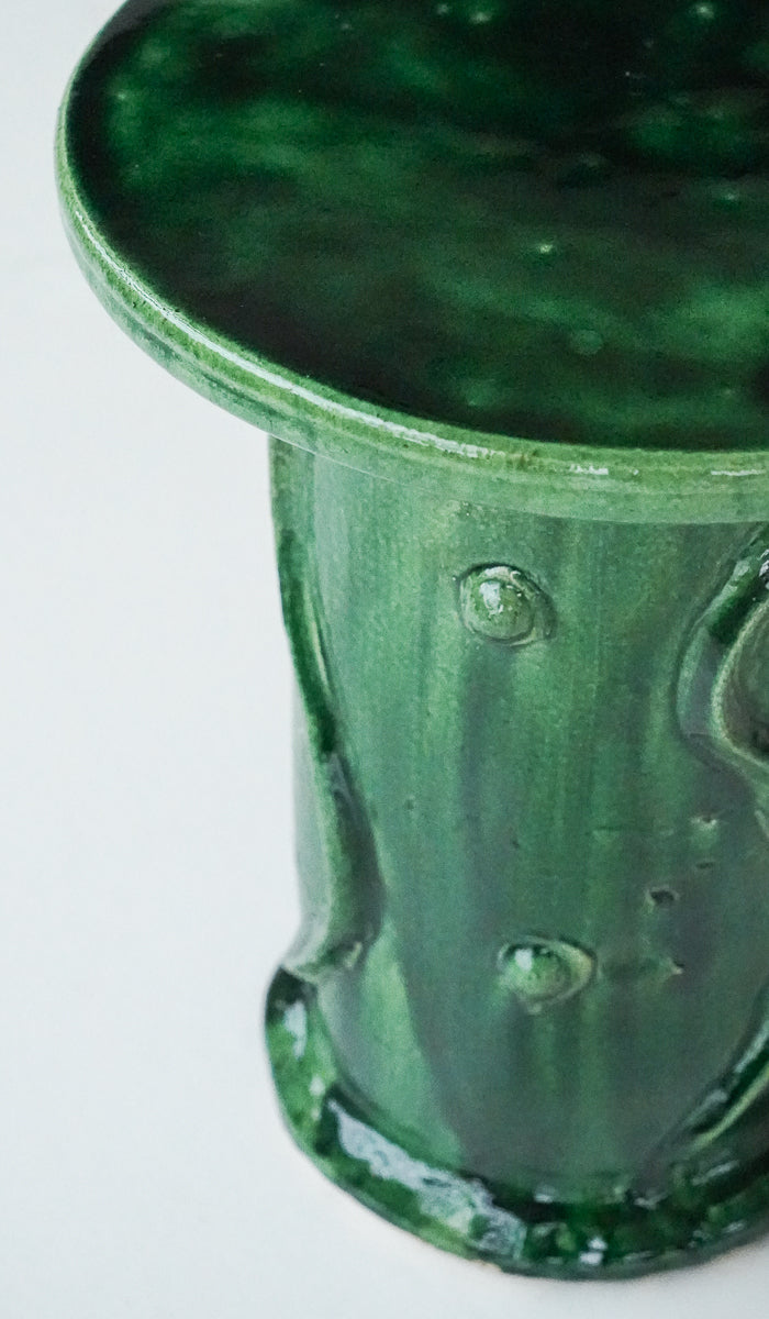 Green Ceramic Compact Decorative Vessel