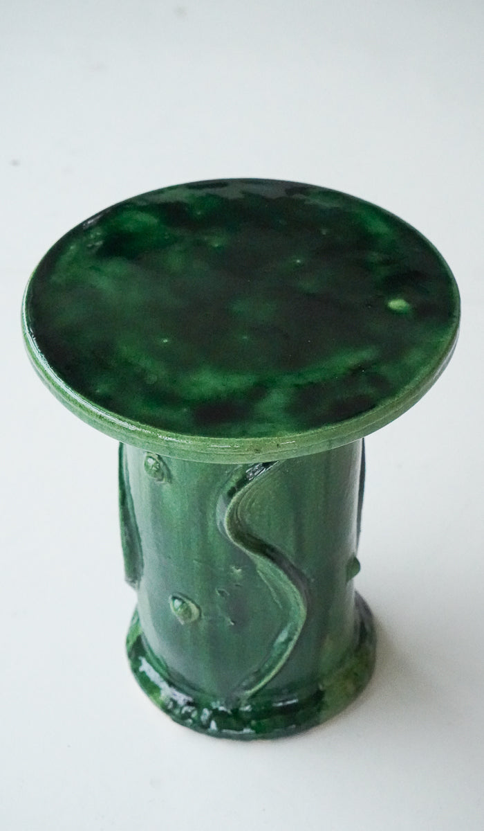 Green Ceramic Compact Decorative Vessel
