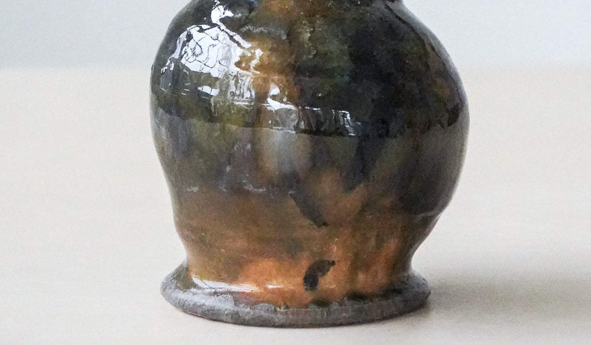 Sculpted Ceramic Compact Decorative Vessel