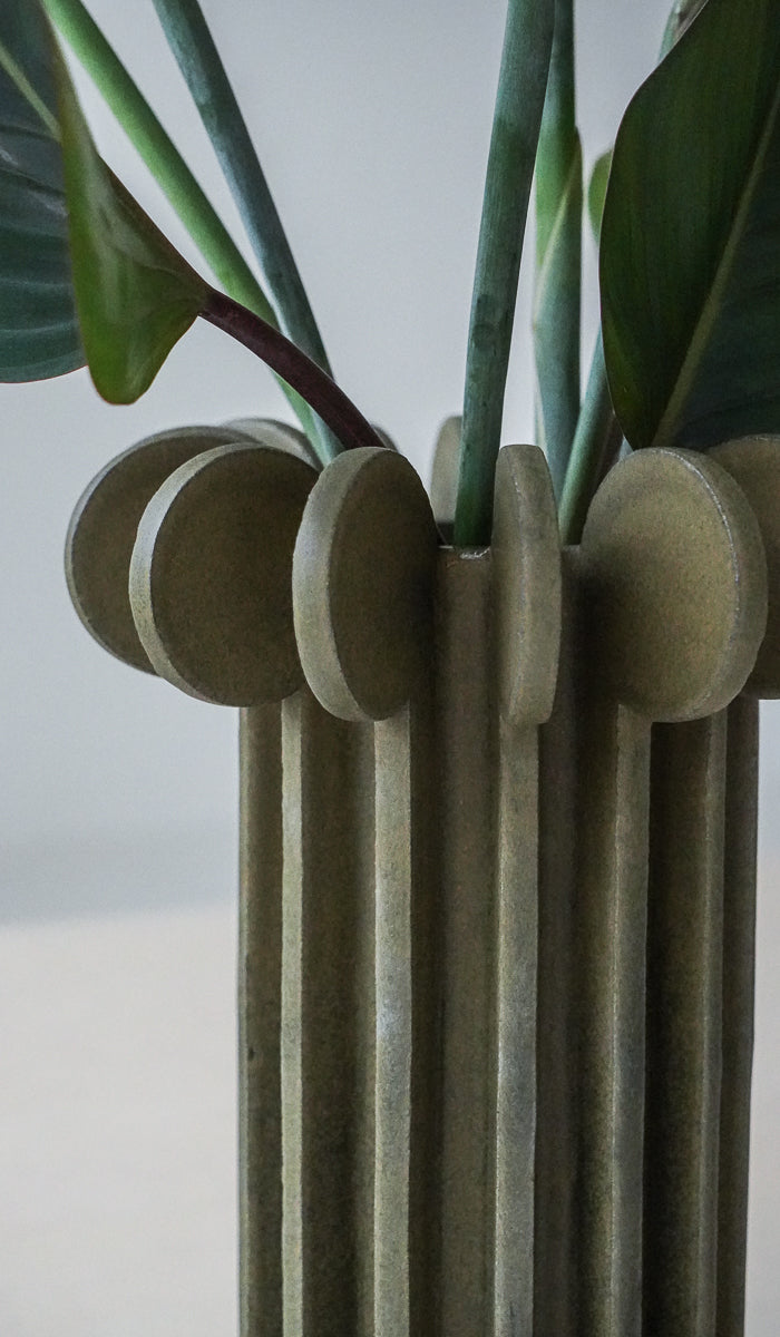Structured Ceramic Soft Glow Decorative Vessel